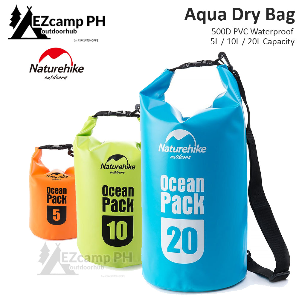 Naturehike 5L 10L 20L Aqua Bag Waterproof Ocean Pack 500D Storage Dry Beach Backpack Water Proof Bucket Sling Shoulder Outdoor Travel Inflatable Bag