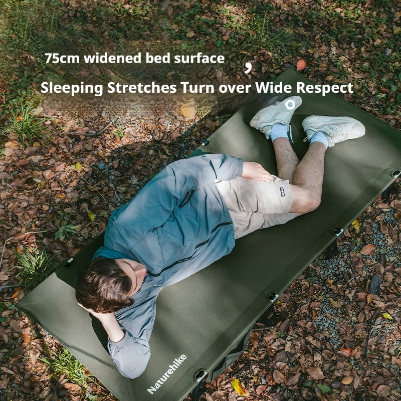Naturehike XJC08 Camping Cot Ultralight 75cm Wide Sleeping Bed Mattress Leverage Lock Design Load Bearing Up To 150kg Outdoor Hiking Backpacking Survival Gear