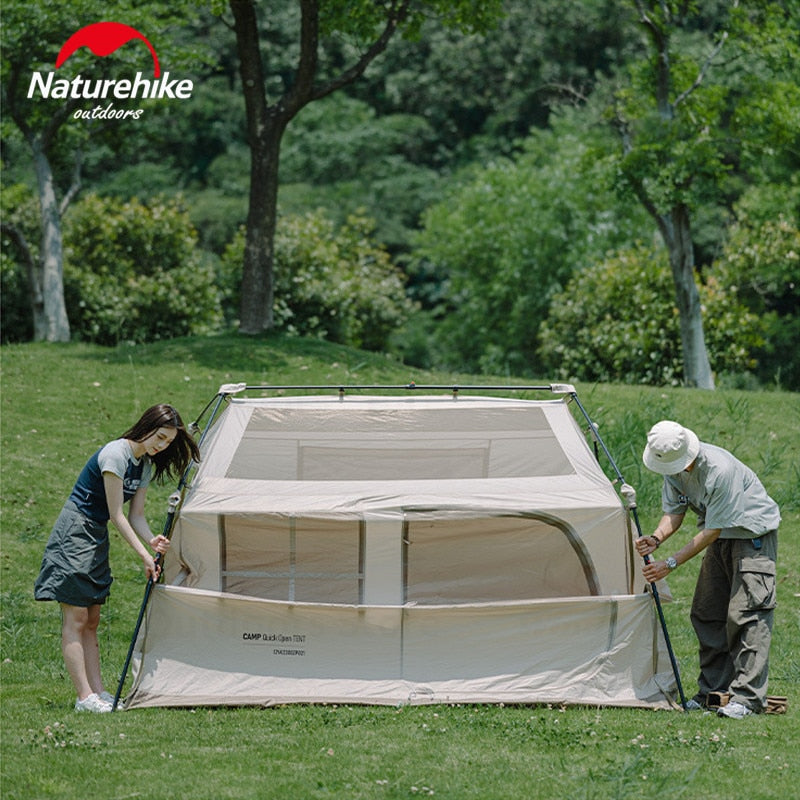 Naturehike VILLAGE Series 6.0 Gen 2 Fast Build Automatic Cabin Style Tent 6m² Space for 4 Person Waterproof Camping Ti Black Sunscreen Coating