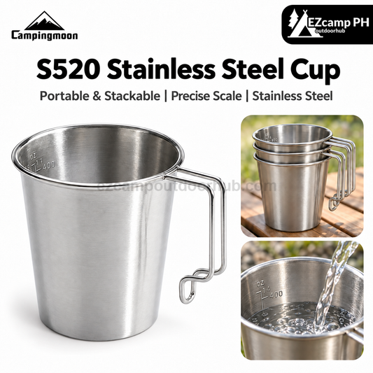 Campingmoon S520 Stainless Steel Cup 500ml Hanging Handle Hot Cold Coffee Tea Sierra Camping Mug