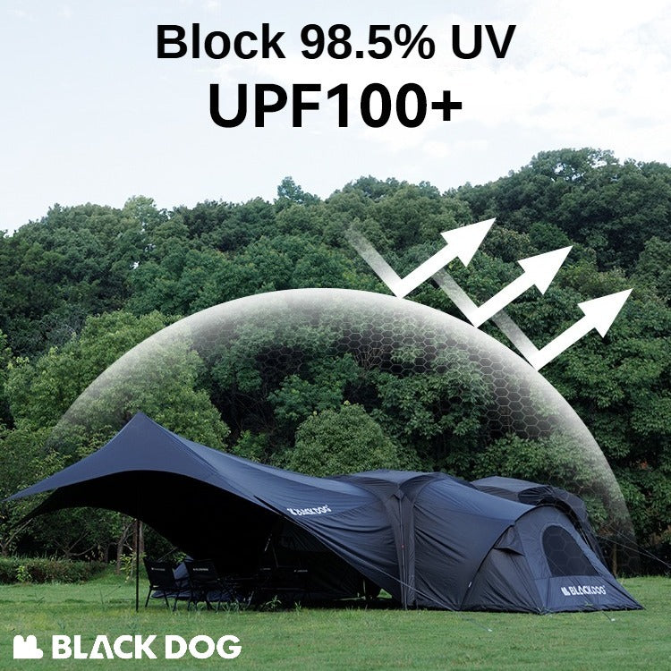 BLACKDOG by Naturehike DOME SKY Automatic Multiple Setting Canopy Tent Unlimited Connection Bedroom Awning Living Area Waterproof Outdoor Camping Vinyl Coated UPF100+ UV Sun Protection Black White Fast Build 4-12 Person Large Space Heavy Duty Shelter