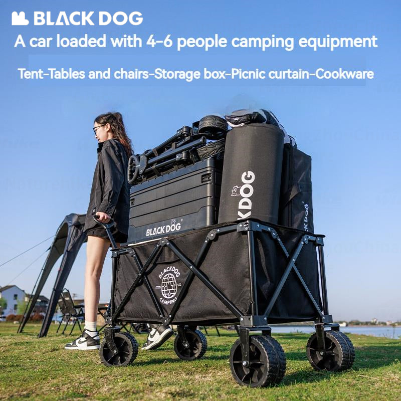 BLACKDOG Mountain Shadow Pro Camping Cart 150 Liters Large Capacity Folding Collapsible Cart Wagon Hiking Outdoor Garden Picnic Sundries Portable Handcart Storage Detachable Four-way Trolley With Brake Heavy Duty Original Black Dog