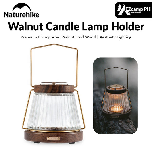 Naturehike Walnut Candlelight Lamp Outdoor Camping Atmosphere Lighting Premium US Solid Wood Premium Walnut Candle Light Lantern Holder Case Portable Nature Hike