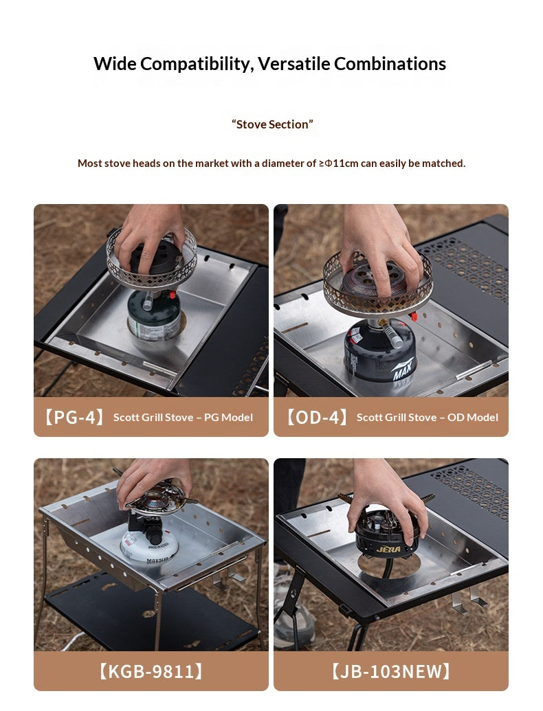 Campingmoon CK-25PG Korean Style IGT Rack Stainless Steel Windproof Butane Stove Plate Camping Table