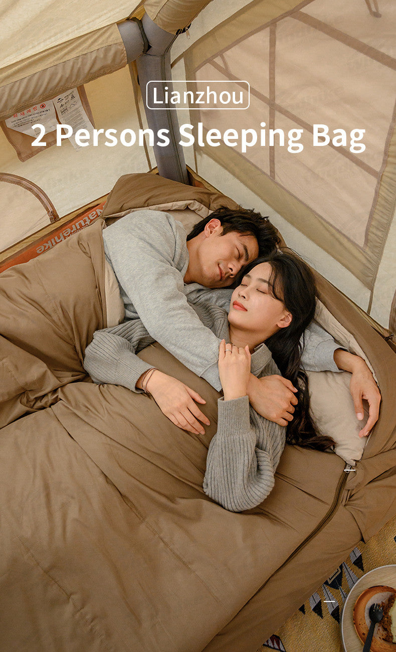 Naturehike 2 Persons Hooded Sleeping Bag Portable Foldable Multipurpose Free Combination Comfortable Outdoor Soft Warm 360° Package Design With Pillow Match Mat
