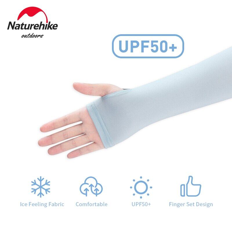 Naturehike Summer Sun UV Protection Ice Cooling Arm Cover Sleeve Woman Man Unisex Running Biking Hiking Fishing Non-Slip Long Gloves No Finger Sleeves