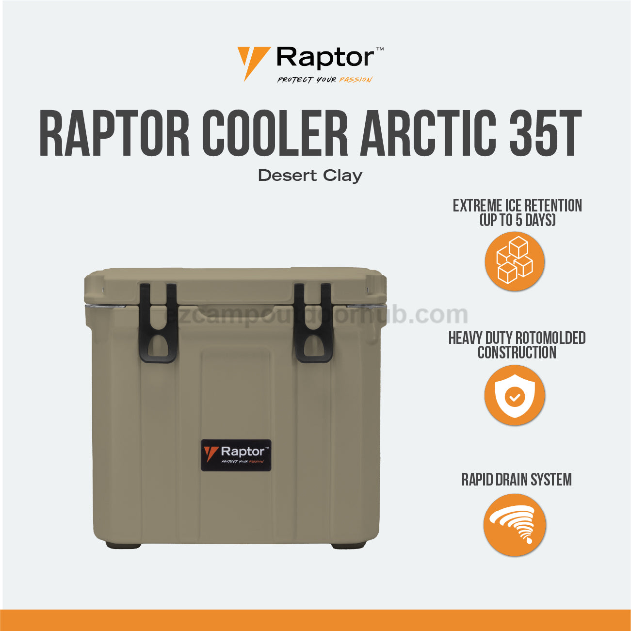 Raptor ARCTIC Trolley 35T 35L Large Capacity Food Drink Ice Storage Chest Container Extreme Ice Retention Up To 5 Days Rotomolded Premium Cooler Outdoor