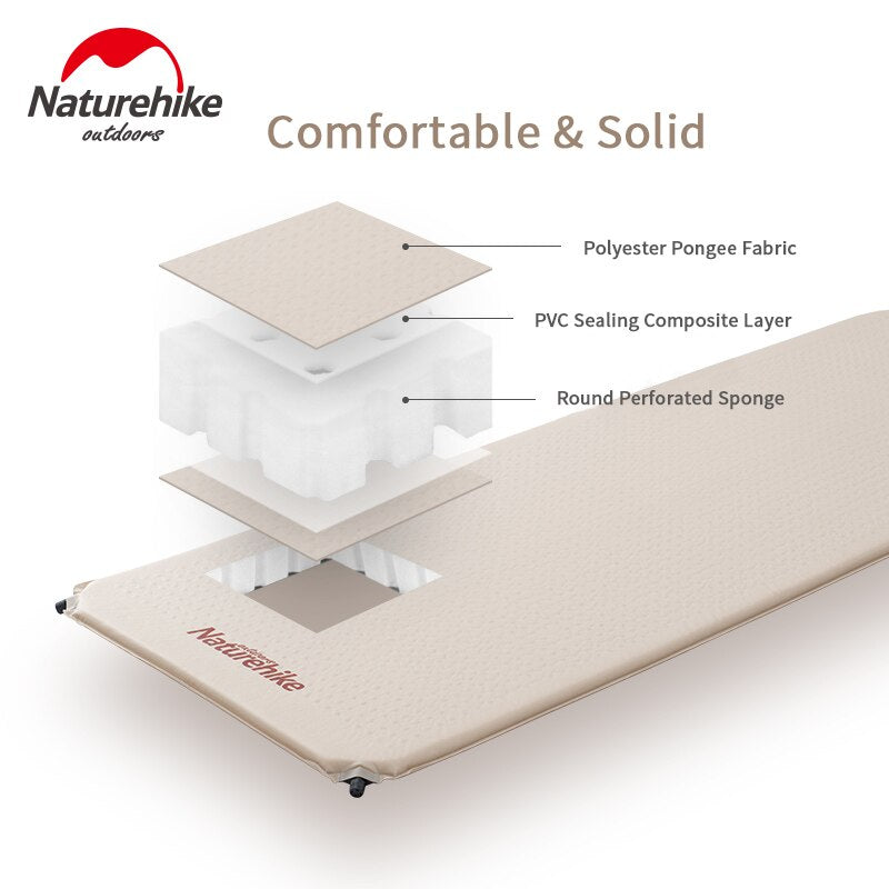 Naturehike Single | Double 1-2 Person Outdoor Self Inflating Camping Sleeping Mattress Pad Mat Comfortable 3CM / 6CM Thick Automatic Air Inflatable Camp Glamping Portable Foldable Roll Foam Tent Bed Nature Hike