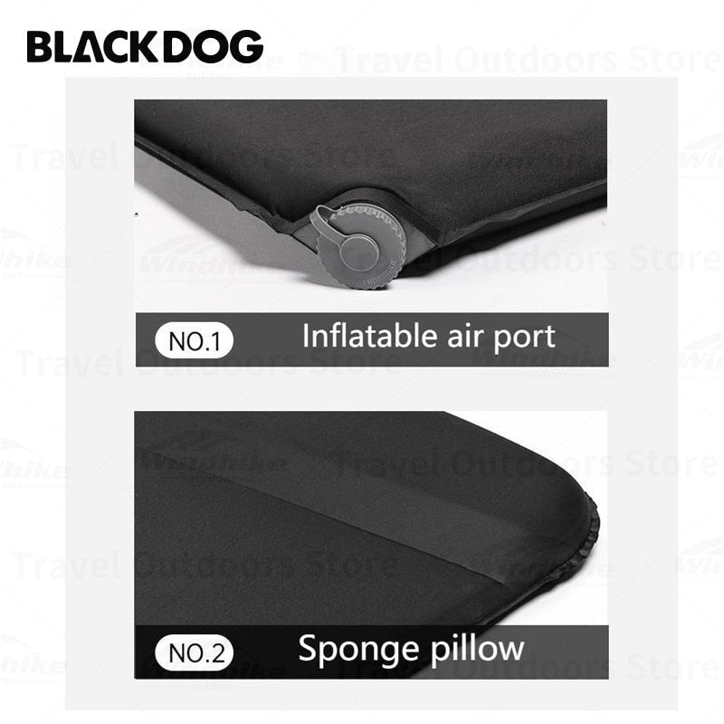 BLACKDOG by Naturehike Black Automatic Inflatable Mattress 5CM Thick Air Mat Outdoor Tent Portable Sleeping Pad Camping Bed with Built in Pillow