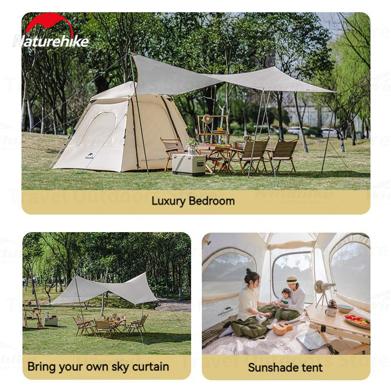 Naturehike ANGO Fast Automatic Tent Detachable Canopy Awning Tarp For 1 to 3 Persons Quick Open Camping Tent Sunshade Tarp All-In-One Pop Up Family For Outdoor Beach Garden Hiking Nature hike