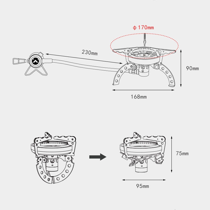 CAMPINGMOON Portable Folding Stove Outdoor Camping Hiking Ultralight Foldable Mini Butane Alpine Burner 2.5kw Firepower with Storage Case Gas Hose