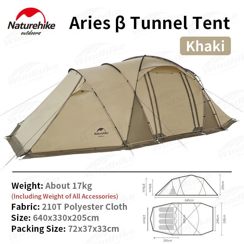 [Pre-Order] Naturehike ARIES Series BETA 4 to 6 Person Tunnel Type Tent DIY Expansion Big Front Hall Camping Hiking Windproof Breathable Double Layer UPF50+ Glamping Nature Hike