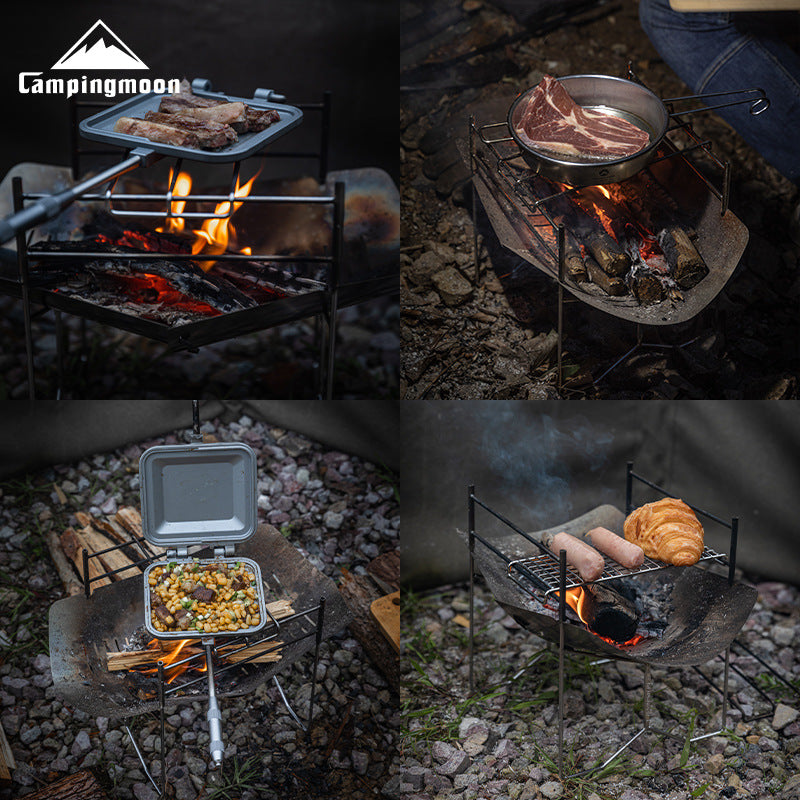 Campingmoon SOLO-A4 Portable Fire Pit Camping Bonfire BBQ Grill Stainless Steel Firewood Burner