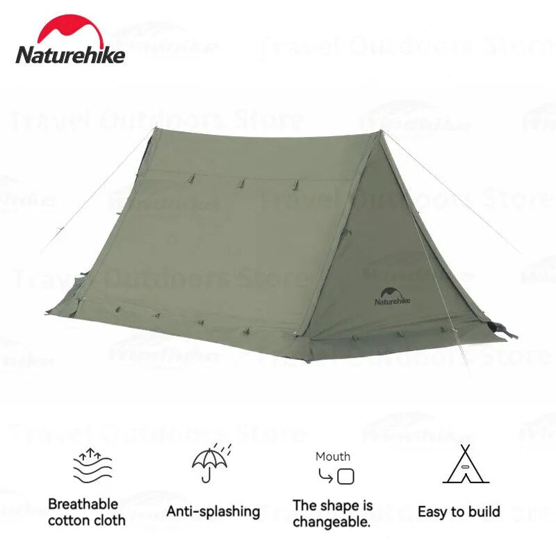 Naturehike ARES Army Tent Ultralight Hiking Backpacking Camping Outdoor Single Shelter 1 Person Waterproof 210G TC Cotton 5.8kg with Awning Canopy Chimney Nature Hike