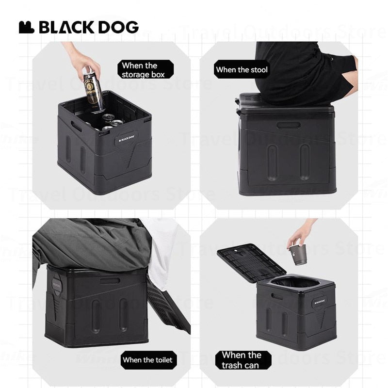 BLACKDOG by Naturehike Outdoor Portable Folding Toilet Seat Multi-Functional Camping Waste Storage Container PP 100kg Max with Coagulant Garbage Bag