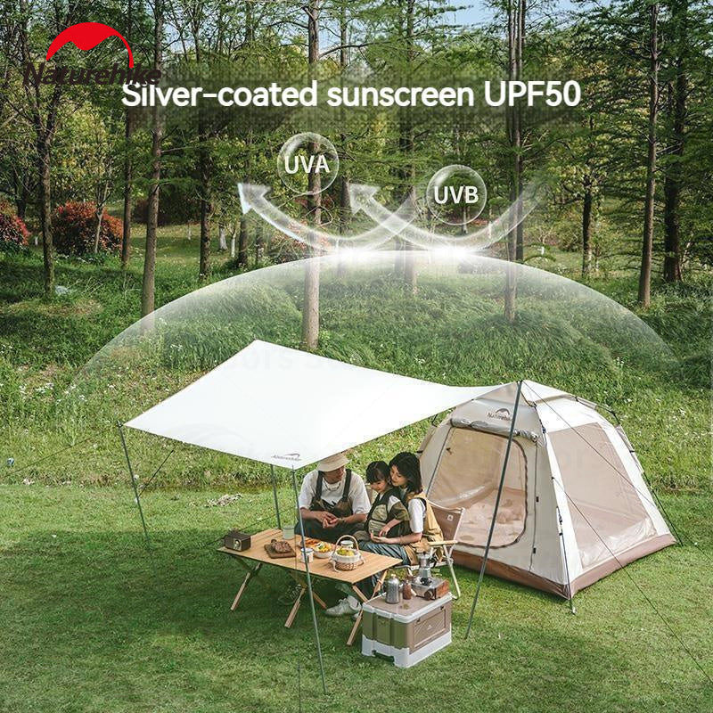 Naturehike Ango Picnic Quick Opening Tent 3-4 Persons Portable Automatic Easy to Set Up Large Space Luxury Sunshade Family Camping Outdoor Hiking Outing Highly Durable Rainproof Canopy Tent Original Nature Hike