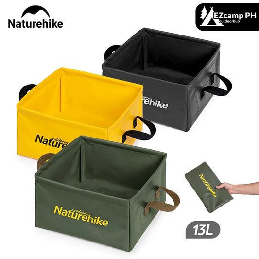 Naturehike 13L Water Sink Bucket Foldable Square Storage PVC Bag Travel Portable Collapsible Outdoor Folding Jug Durable Liquid Camp Camping Basin Pail Hiking Picnic Nature Hike