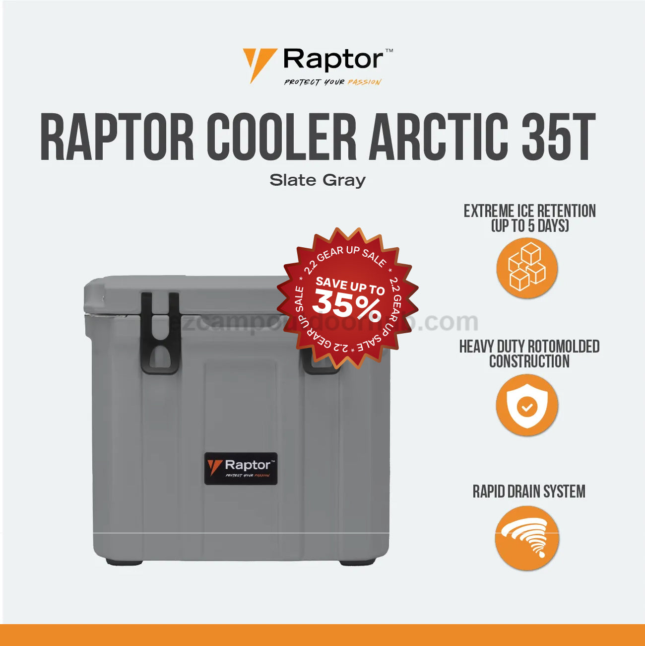 Raptor ARCTIC Trolley 35T 35L Large Capacity Food Drink Ice Storage Chest Container Extreme Ice Retention Up To 5 Days Rotomolded Premium Cooler Outdoor