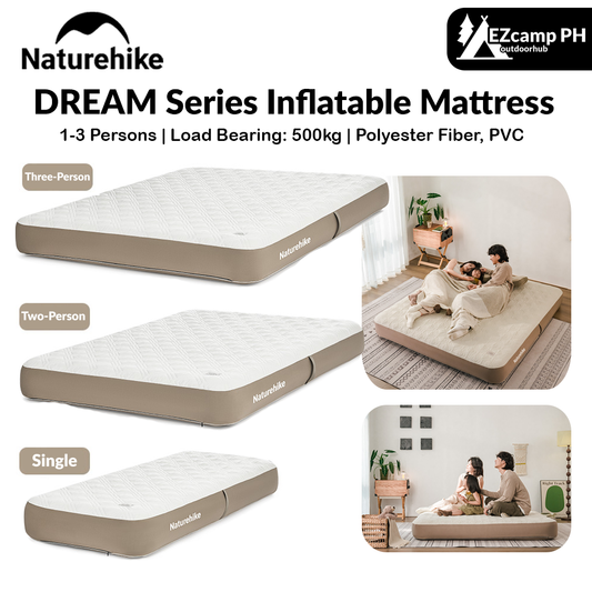 Naturehike DREAM Series Inflatable Mattress Portable Lightweight Air Bed 1-3 Person Adjustable Hardness Washable Mat Camping Hiking Outdoor Sleeping Picnic Travel Pad Heavy Duty Original Nature Hike