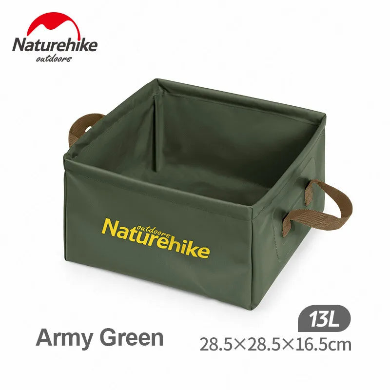 Naturehike 13L Water Sink Bucket Foldable Square Storage PVC Bag Travel Portable Collapsible Outdoor Folding Jug Durable Liquid Camp Camping Basin Pail Hiking Picnic Nature Hike