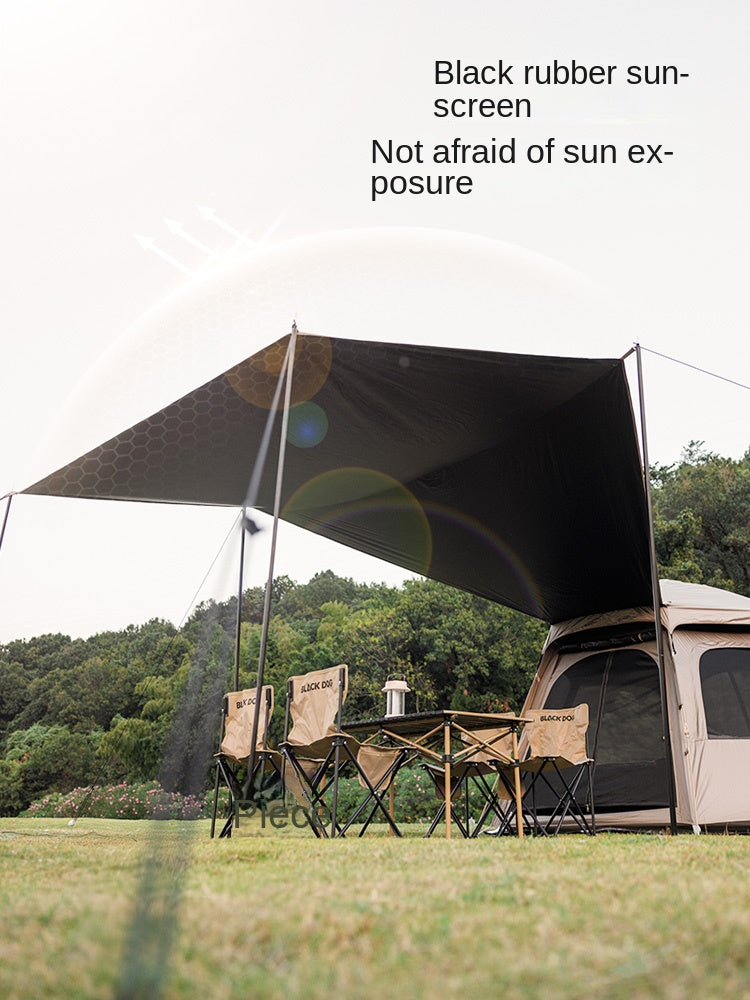 Blackdog COSMIC Hexagonal Automatic Tent 4 Person Dome Style Outdoor Black Vinyl Coated Sunscreen Waterproof Optional Extended Canopy Free Groundsheet