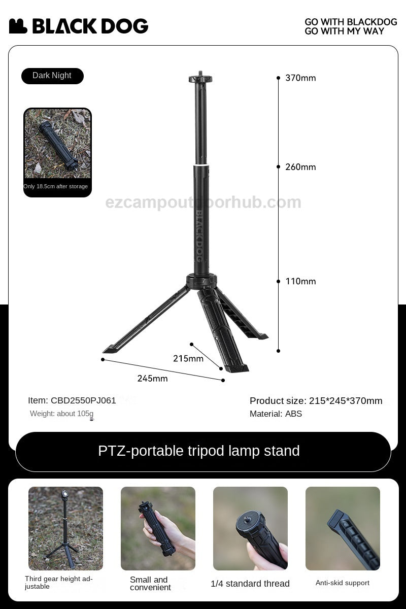 Blackdog Multifunctional Lamp Holder Portable Multipurpose Pan And Tilt Telescopic Foldable Tripod Stand Standard 1/4 Camera Lantern Light Mounting Thread