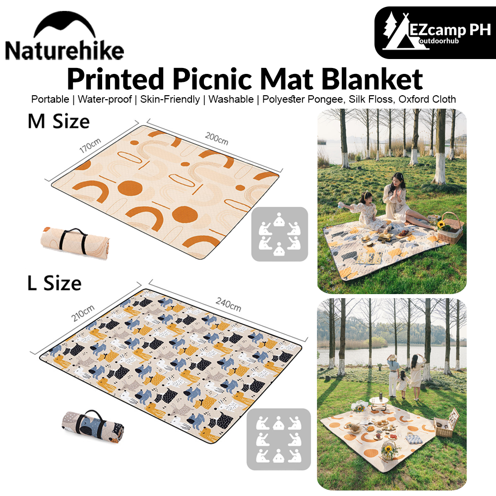 Naturehike Printed Picnic Mat Blanket Portable Waterproof Washable Double-Sided Outdoor Camping Comfortable Foam Pad Small Medium Large up to 210x240cm Nature Hike