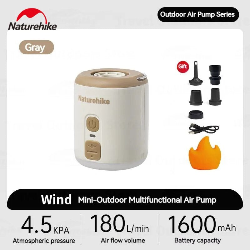 Naturehike WIND MINI Multifunctional Air Pump Lantern Ultralight Portable Lamp Light Inflatable Pump Outdoor Camping Hiking Equipment Tool Inflate Deflate 4.5kpa Air Pressure USB C Rechargeable Tent Mattress Bed Pillow Mat Bed Nature Hike