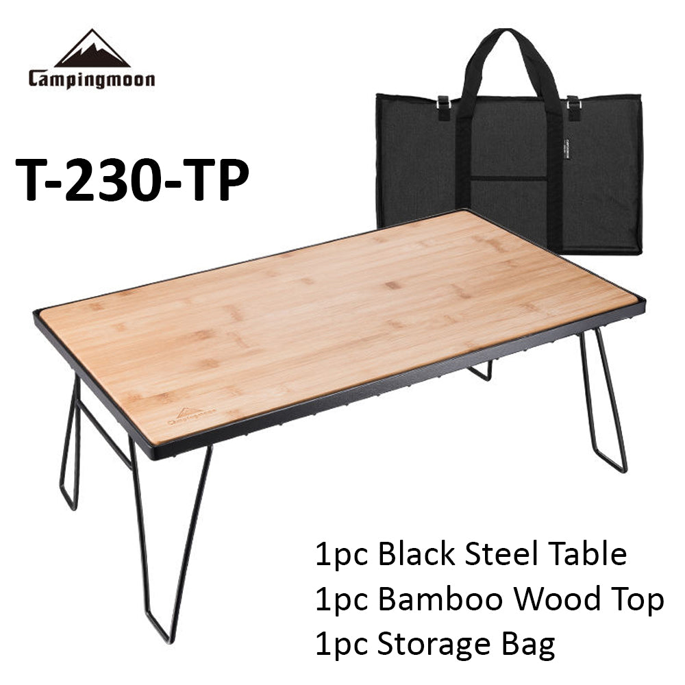 CAMPINGMOON Multi-Purpose Portable Folding Table Black Iron Stainless Steel Stackable Storage Rack Foldable Metal Table Outdoor Camping Hiking Travel Picnic  Heavy Duty Original Camping Moon