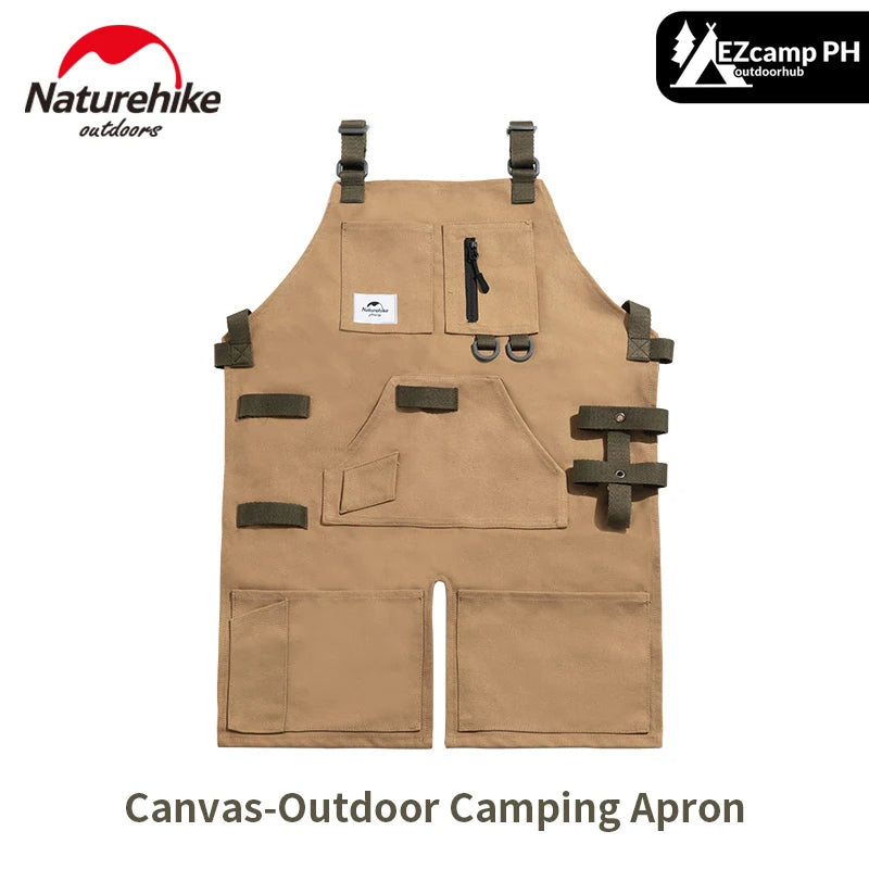 Naturehike Outdoor Storage Tool Apron 350g Ultralight Canvas Unisex Work Apron Camping Picnic BBQ Kitchen Equipment Tools Pockets Nature Hike Water and Dirt Resistant