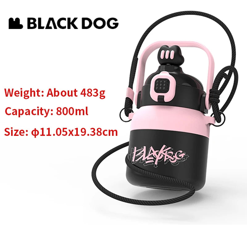 BLACKDOG 316 Stainless Steel Thermal Water Bottle 800ML With Straw Portable Insulation Cup Female Stainless Steel High Temperature Resistant Large Capacity Cute Sports GYM Water Cup Drinkware Camping Hiking Travel Picnic Outdoor Original Black Dog