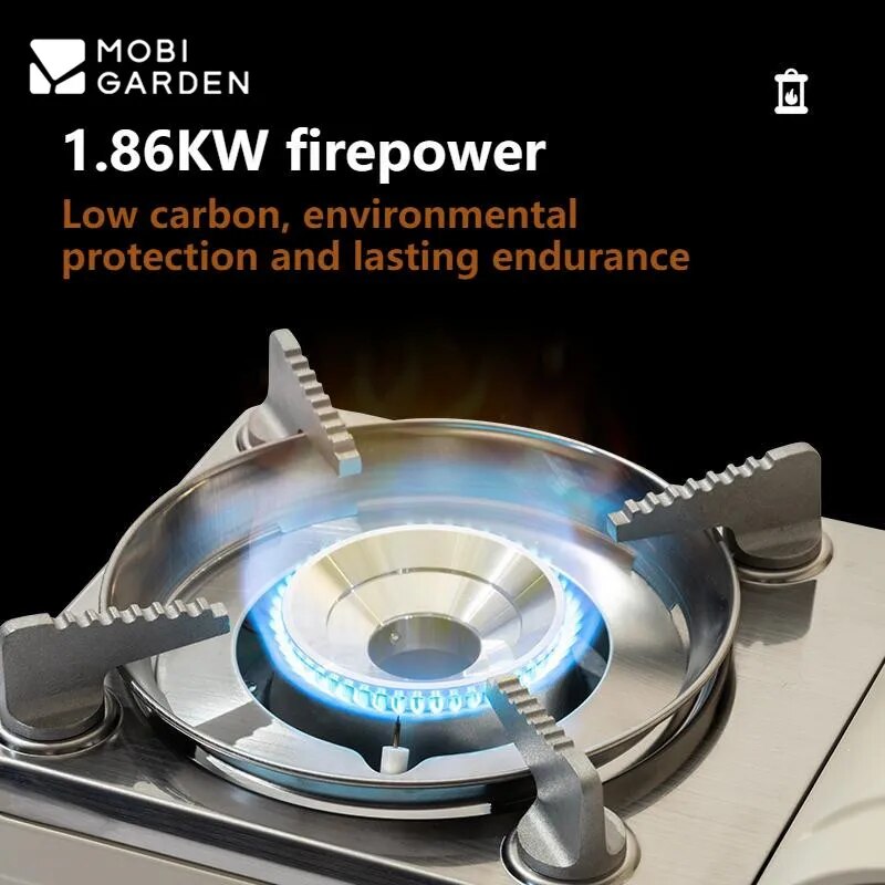 Mobi Garden x Iwatani BANQUET Portable Butane Gas Stove Cassette Standard Nozzle Canister Camping Mini Burner 1.86kw Firepower Outdoor Heavy Duty Cooking Equipment with Hard Case Storage Mobigarden