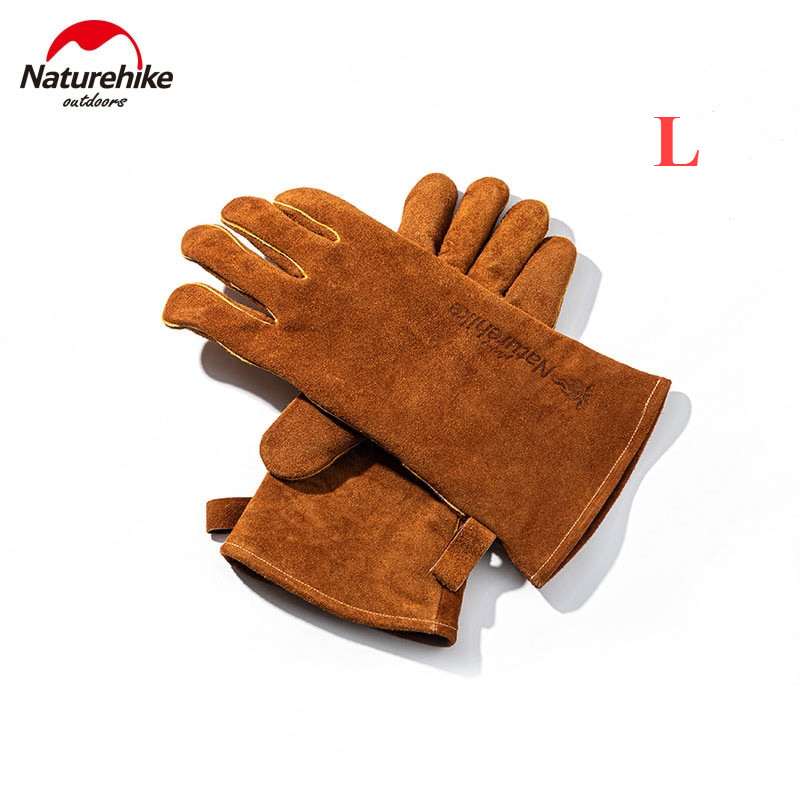 Naturehike Flame Retardant Insulation Glove Outdoor Heat Insulation Safety Working BBQ Gloves Cowhide Leather Fire Resistant Oven Cooking Anti Scald Camping Outdoor Camping Hiking Picnic Beach Original Nature Hike