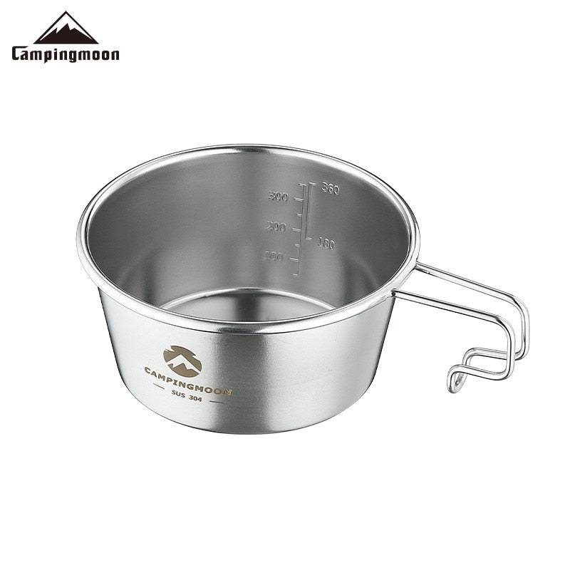 CAMPINGMOON Multi-Function Sierra Bowl Stainless Steel Hanging Cup Tableware Cookware Utensil 310/450ml Outdoor Camping Ultralight Kitchen Cooking