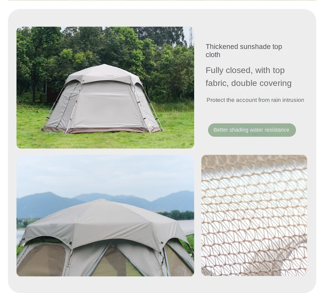 Vidalido Hexagonal Automatic Family Dome Style Tent Portable Lightweight Folding for 4-6 Person Leisure Quick Opening Sunshade Dome Shelter Tent