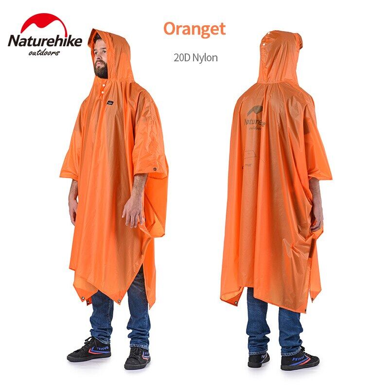 Naturehike Outdoor Raincoat 3 in 1 Multifunction Rain Coat 20D 210T Poncho Waterproof Portable Mat Tarp Canopy Tent Hiking Biking Travel Camping