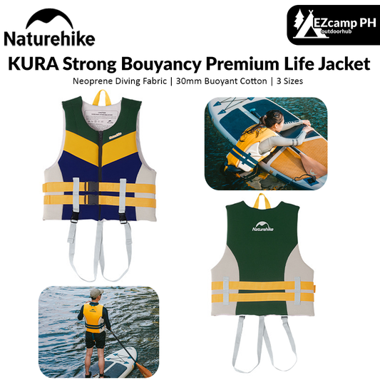 Naturehike KURA Strong Buoyancy Life Jacket Kids Adult Unisex 7.5kg Buoyancy 110kg Max Load Outdoor Water Sports Swimming Kayak Premium Heavy Duty Safety Vest Neoprene Polyester Nature Hike