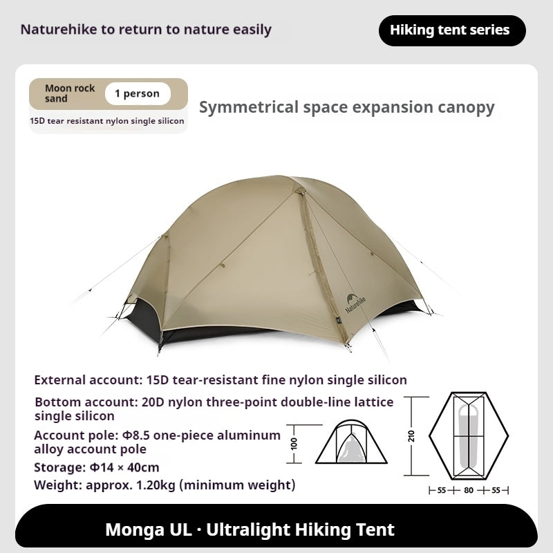 Naturehike MONGAR Series UL and PRO Tent Portable Ultralight 1-3 Persons 20D Nylon Rainproof Expandable Canopy Double Layer Camping Hiking Backpacking Tent