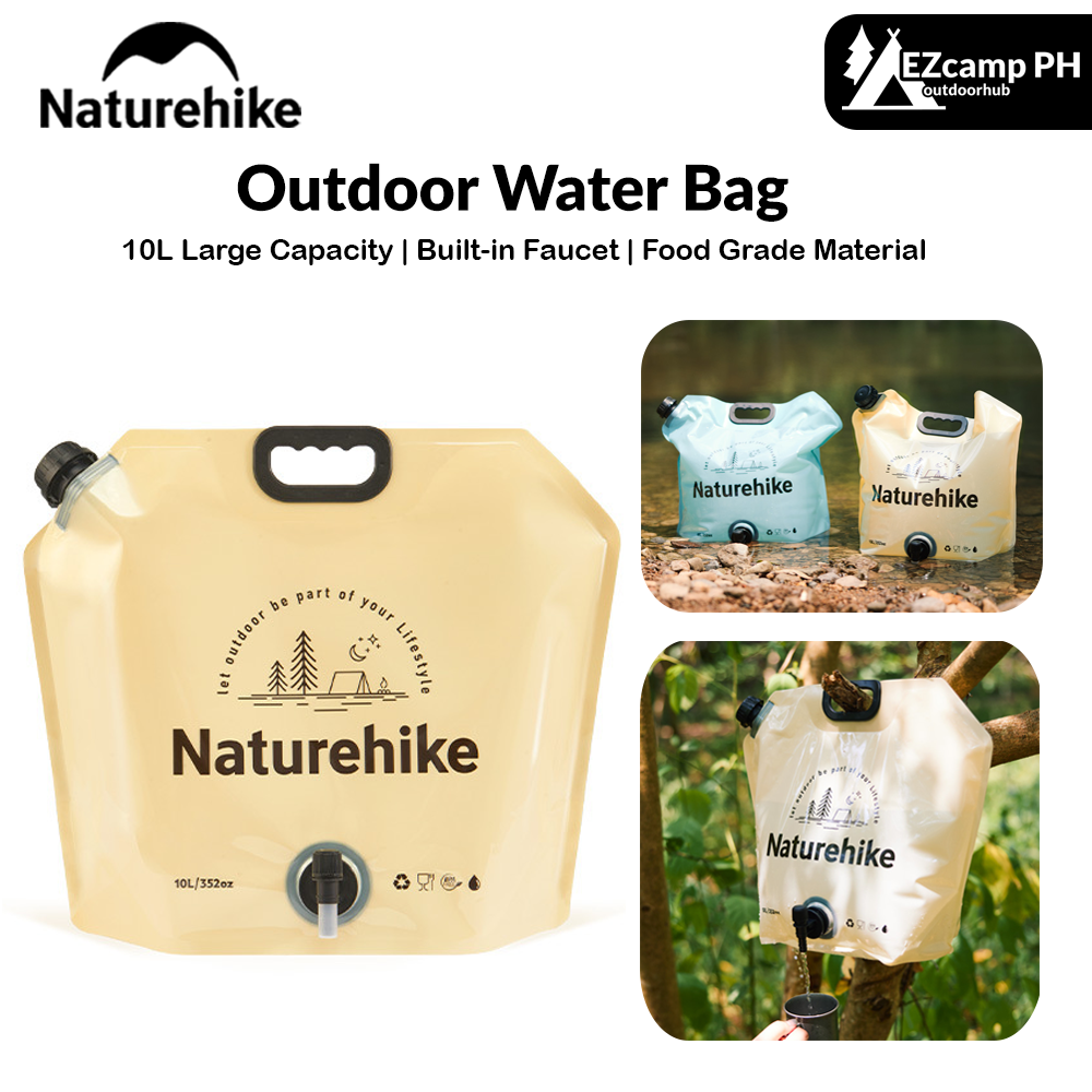 Naturehike Outdoor Water Bag Portable Lightweight Foldable 10L Large Capacity With Faucet Handle Folding Thick Soft Food Grade Water Container Camping