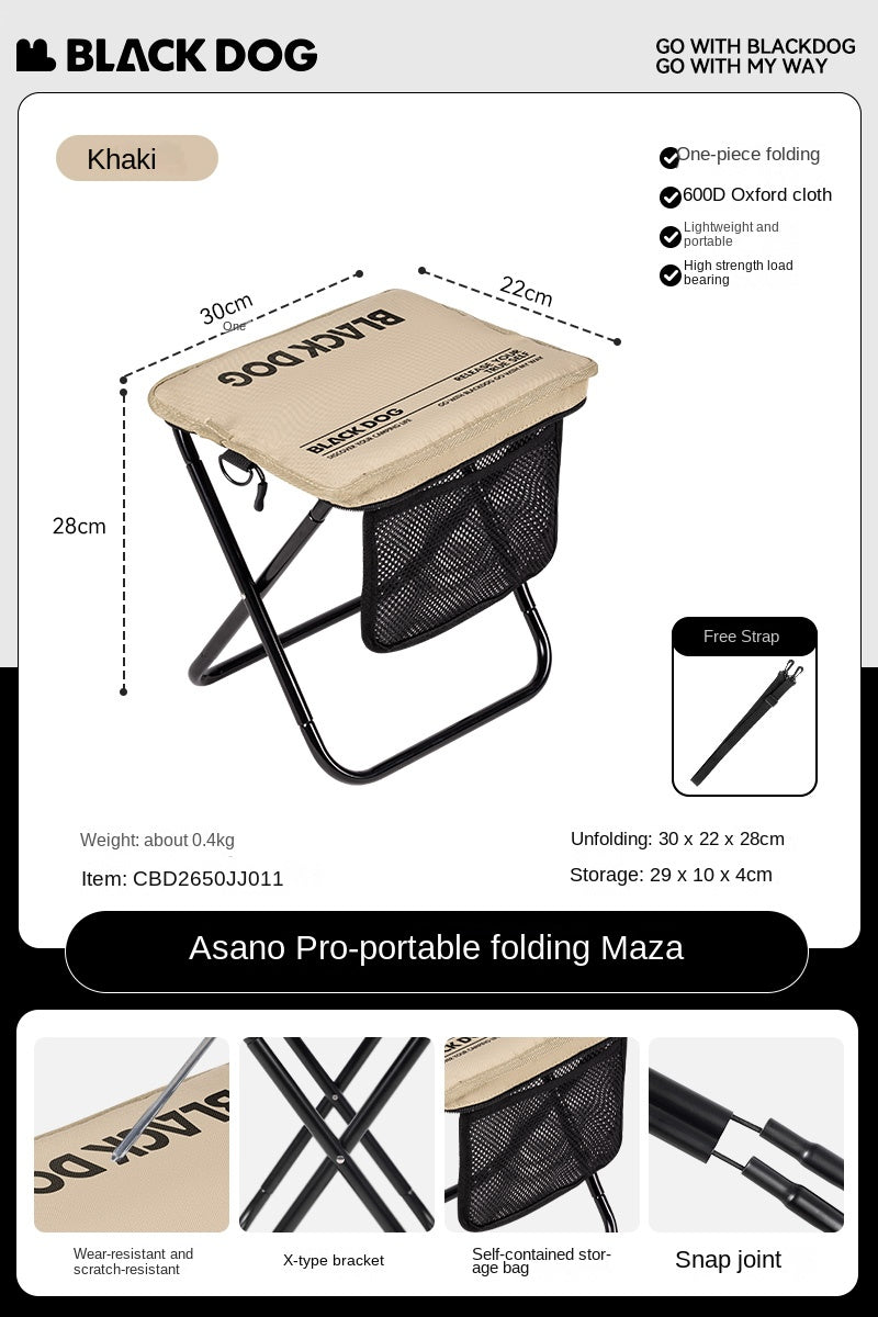 BLACKDOG Portable Folding Stool Ultralight Foldable Storage Seat Camping Fishing Mini Chair Outdoor Load 120kg 6061 Aluminum Alloy 600D Oxford Cloth