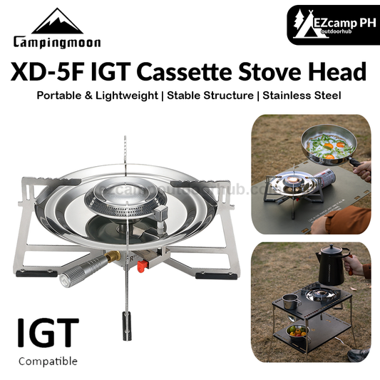 Campingmoon XD-5F IGT Cassette Stove Head Portable Lightweight Modular 1 Unit IGT Camping Butane Gas Stove Standard Nozzle Canister Tank 3.3kw Firepower