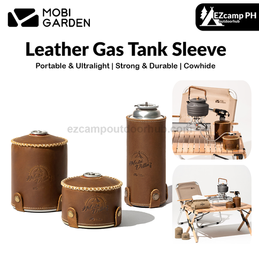 Mobi Garden  Leather Gas Tank Sleeve Portable Ultralight 230G 250G 450G Vintage Protective Butane Canister Cover Screw Threaded And Nozzle Card Type Fuel Can
