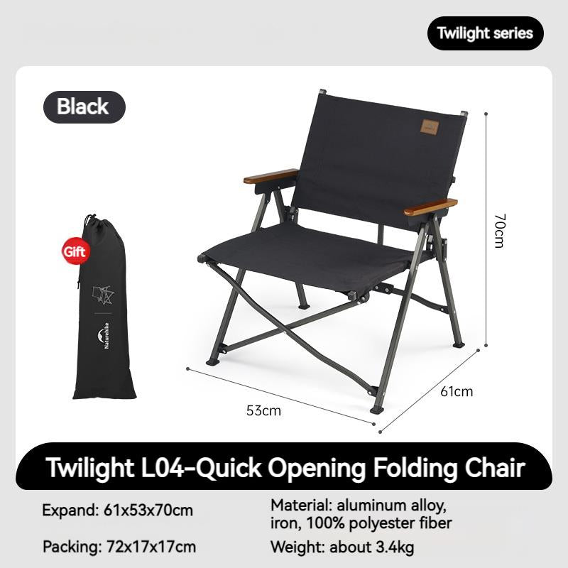 Naturehike Twilight L04 Quick Opening Folding Chair Camping Leisure Wood Kermit Fishing Beach Portable Folding Aluminum Alloy Chair Outdoor Integrated Durable Foldable Lightweight Camping Hiking Original Nature Hike