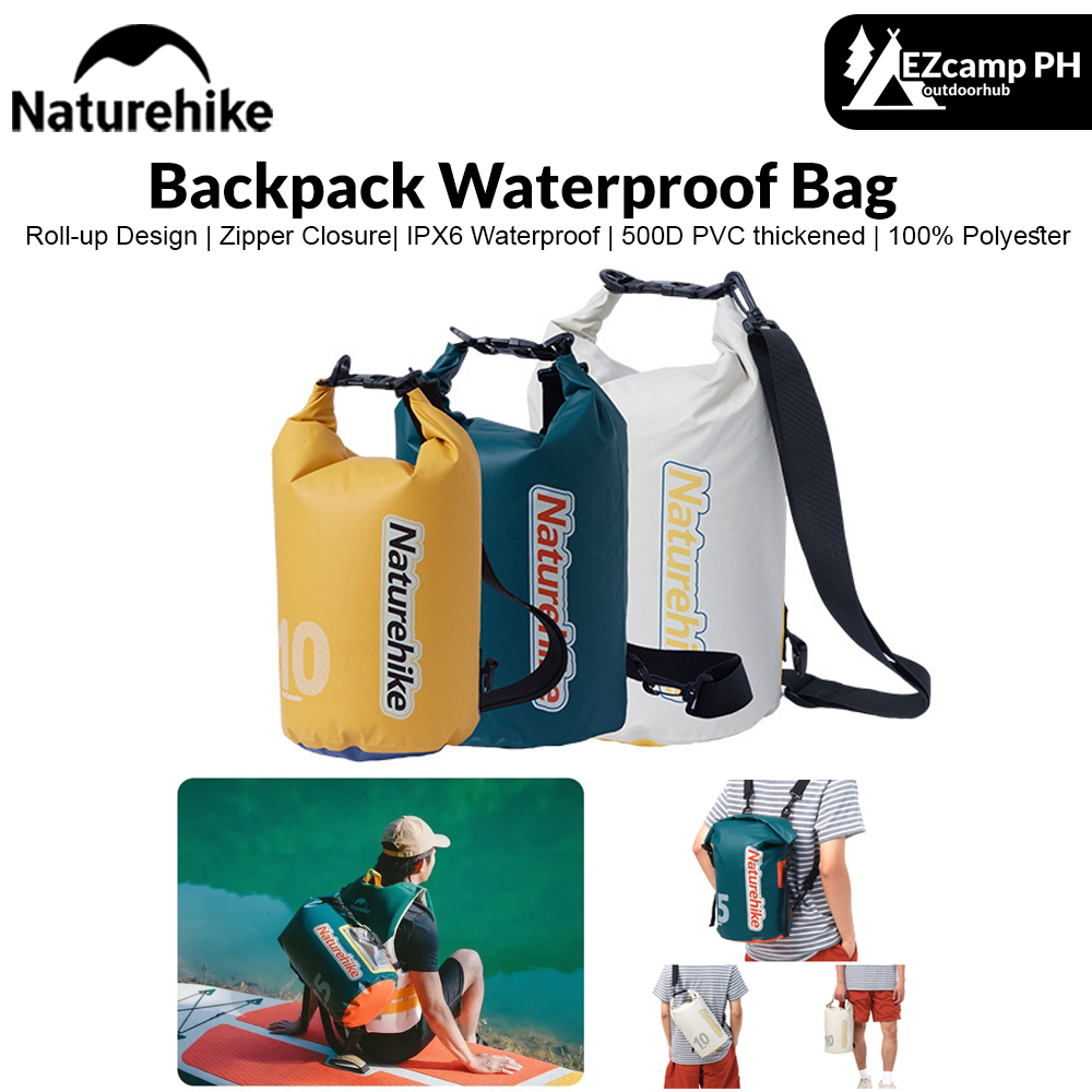 Naturehike 10L 15L 25L Portable Heavy Duty Outdoor Bag IPX6 Waterproof Backpack Ultralight Bag 500D PVC Coating Wet And Dry Separation Fishing Snorkeling Swimming Ocean Pack Beach Drifting Original Camping Equipment