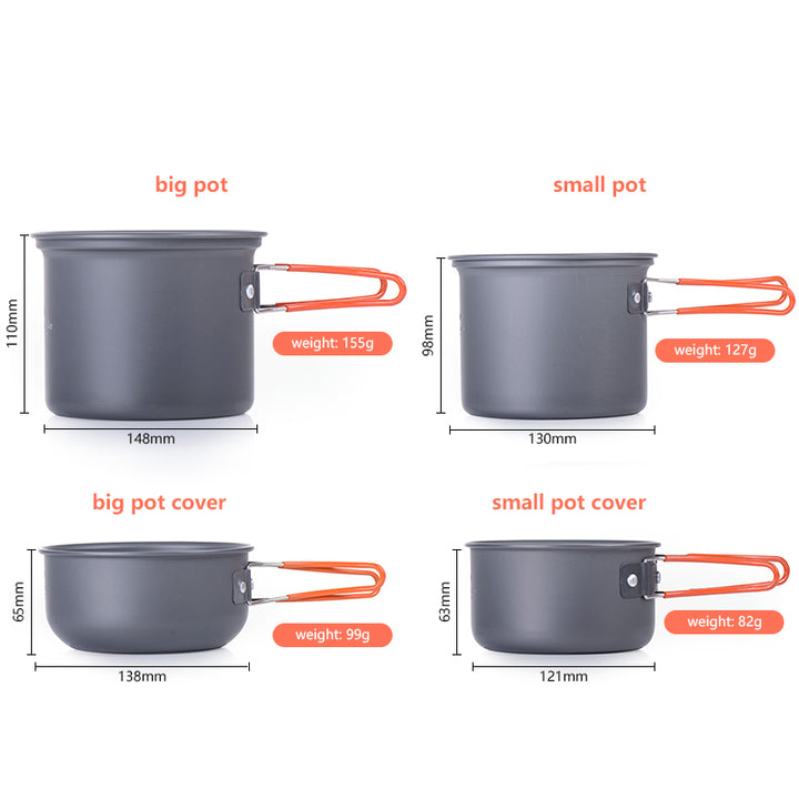 Naturehike 4 in 1 Portable Outdoor Camping Cookware Pot Pan Set Camp Picnic Aluminum Alloy Cooking Ware Tableware and Utensils Kit Ultralight Cook Kaldero Nature Hike