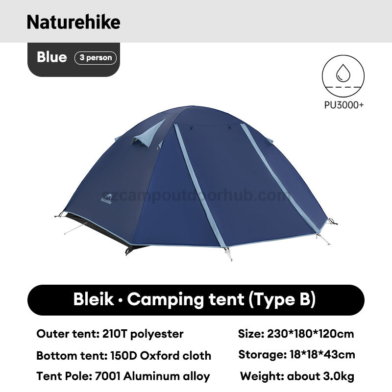 Naturehike BLEIK Series Tent 2-3 Persons Ultralight Double Awning Tent Breathable P-Series Gen 2 Crossbar Structure Design Outdoor Camping Hiking