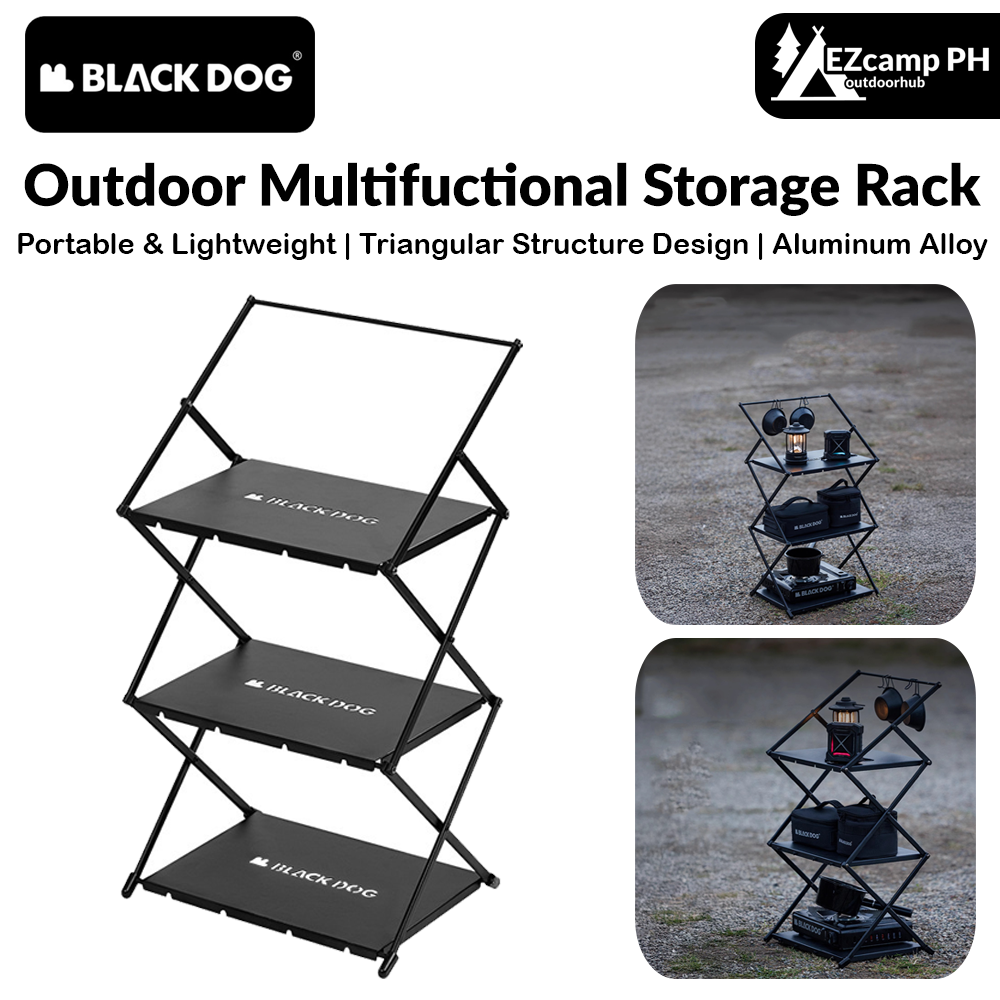 BLACKDOG Outdoor Multifuctional Storage Rack Portable Lightweight Camping Kitchen Accessories Aluminum Alloy 3 Layer Folding Splice Able Shelf