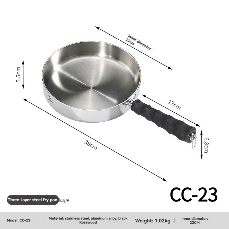Campingmoon Steel Frying Pan Multipurpose Universal Induction Cooker Detachable Handle Uncoated Deep Frying Pan Camping Outdoor Kitchenware Cookware