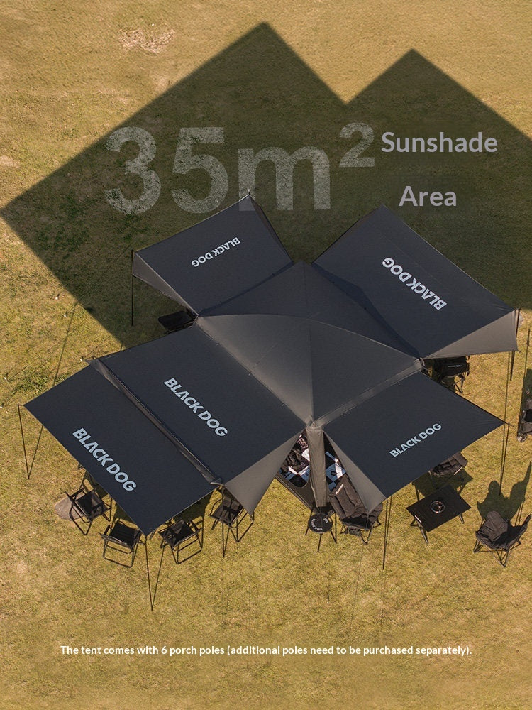 Blackdog MOUNT HAVEN 12.8 Cabin Style Tent 6-8 Person Ridge Tent Extra Large Space Up To 35m² Use Space 2 Bedroom Black Vinyl Coated Sunscreen Camping