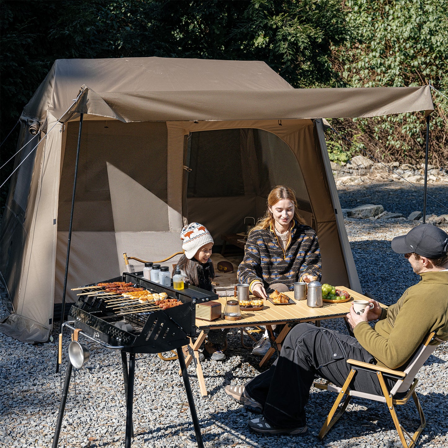 Naturehike VILLAGE 6 LITE Automatic Tent Fast Cabin Style Tent 4 Person One-Piece Setup Ridge 2.0 9m² Total Use Space 360° Ventilation Outdoor